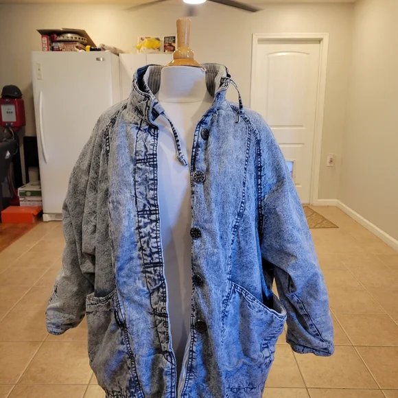 🧥EUC~VINTAGE ACID WASH DENIM COAT - Picture 13 of 15